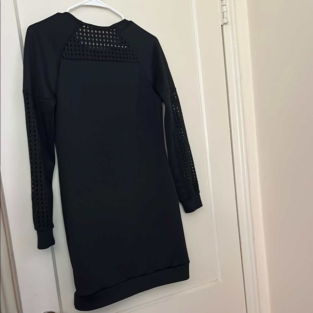 Fabletics Black Long Sleeve Dress with Mesh Details size: XS